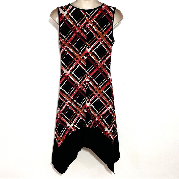 Luxology Women Dress 16 Black Red Jersey Knit Asymmetrical Hem Whimsigoth Grunge - Picture 5 of 14